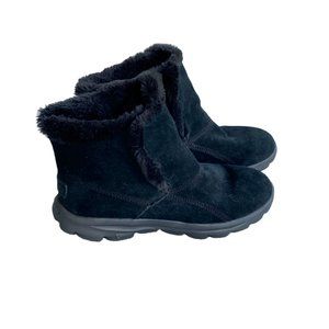 Sketchers women's On the GO Joy suede boots size 8 fur lined soft black